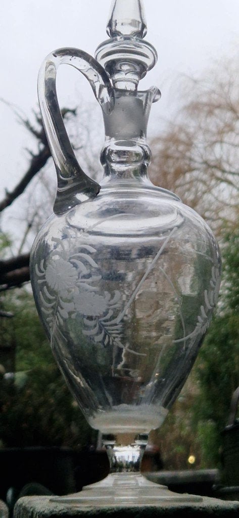 Antieke kristallen Karaf +1 wijnglas +2 kelkglazen(brocante), Antiek en Kunst, Ophalen of Verzenden