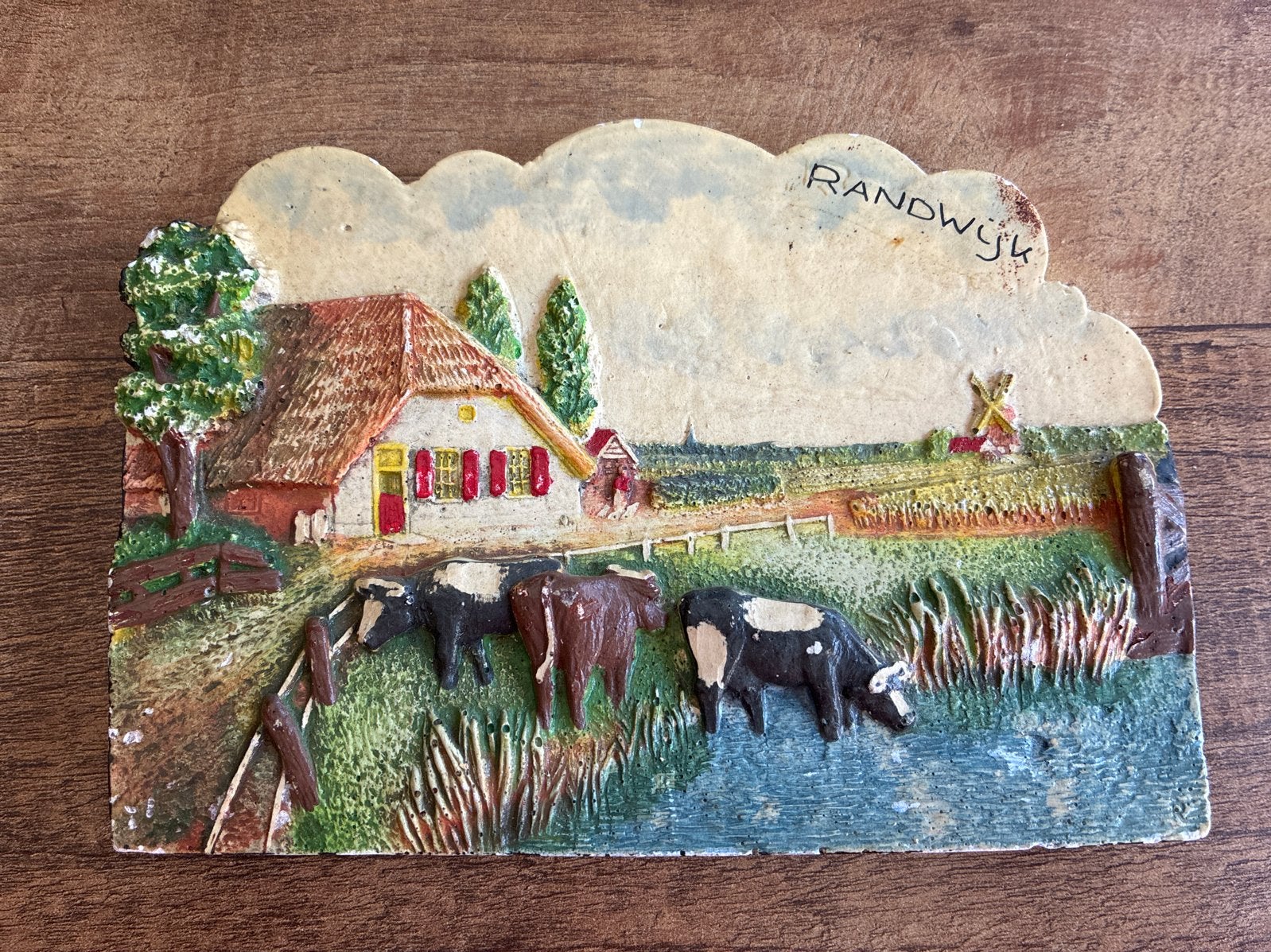 Vintage Randwijk Wanddecoratie - Boerderijtafereel, Ophalen of Verzenden