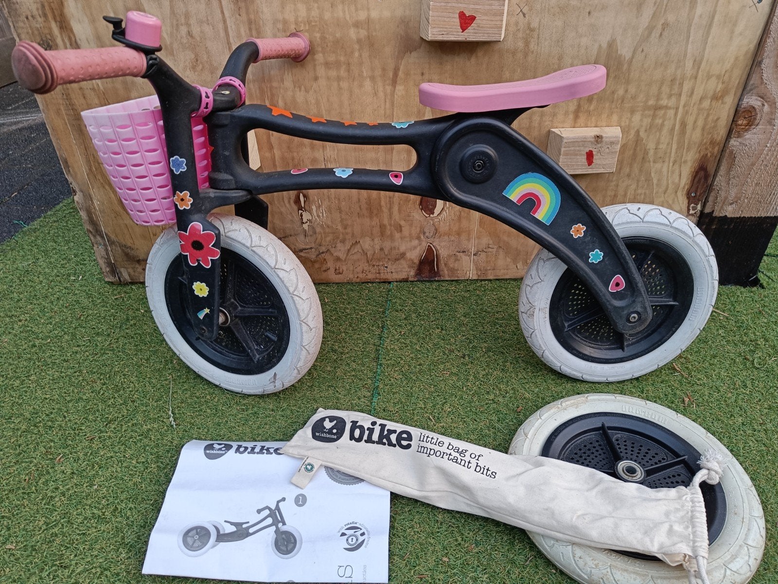 Wishbone Bike Loop loopfiets 2-in-1 roze/zwart, Ophalen, Gebruikt, Minder dan 16 inch, Wishbone Bike
