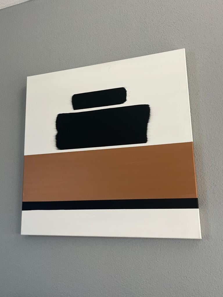 Modern Abstract Schilderij 100x100 cm - japandi, Ophalen of Verzenden, Zo goed als nieuw