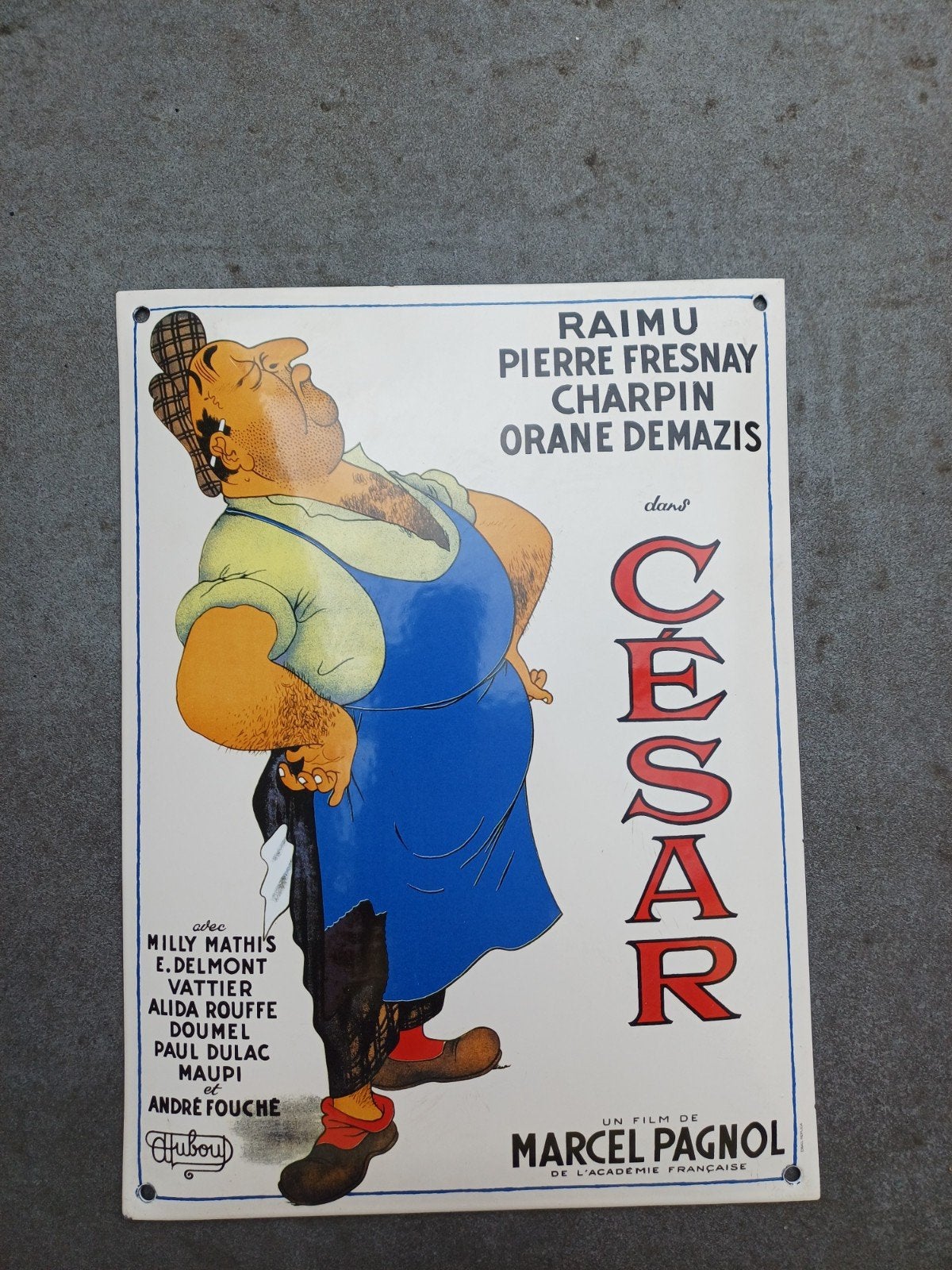 Emaille bord Cesar. De film., Ophalen of Verzenden, Zo goed als nieuw, Reclamebord