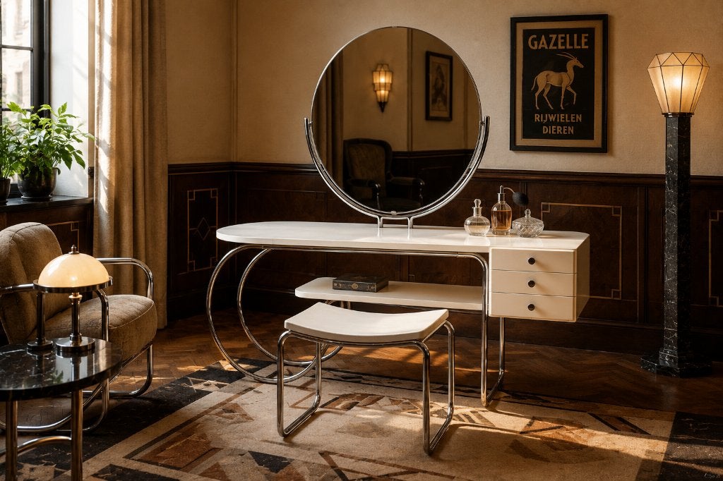 Artifort Auping Kaptafel +krukje jaren 30 Art Deco Buisframe, Huis en Inrichting, Ophalen, Gebruikt, 50 tot 100 cm, Art Deco Vintage Buisframe Bauhaus De Stijl