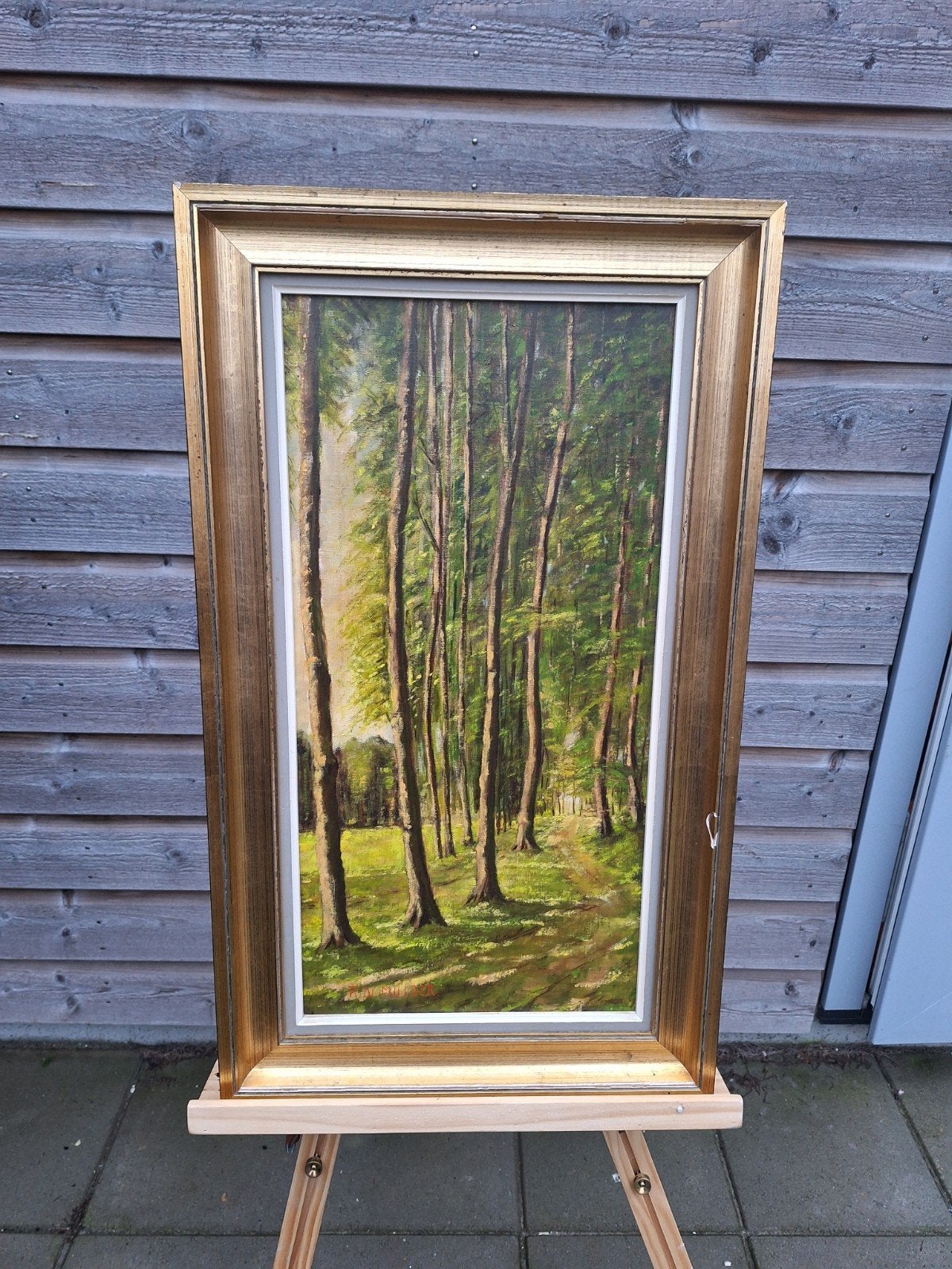 Schilderij 'Bomen in het bos' door R. de Mulder, Doek, Realistisch, Ophalen of Verzenden, Landschap