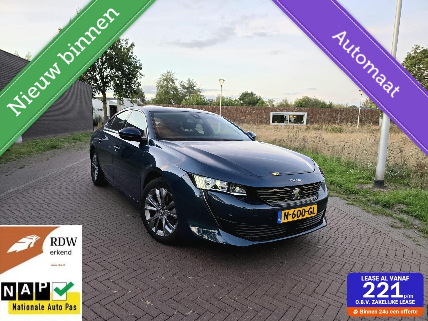 Peugeot 508 1.2 PureTech Blue Lease Active DB VV Navi/Camera, Auto's, Dealer onderhouden, Gebruikt, Euro 6, 1199 cc