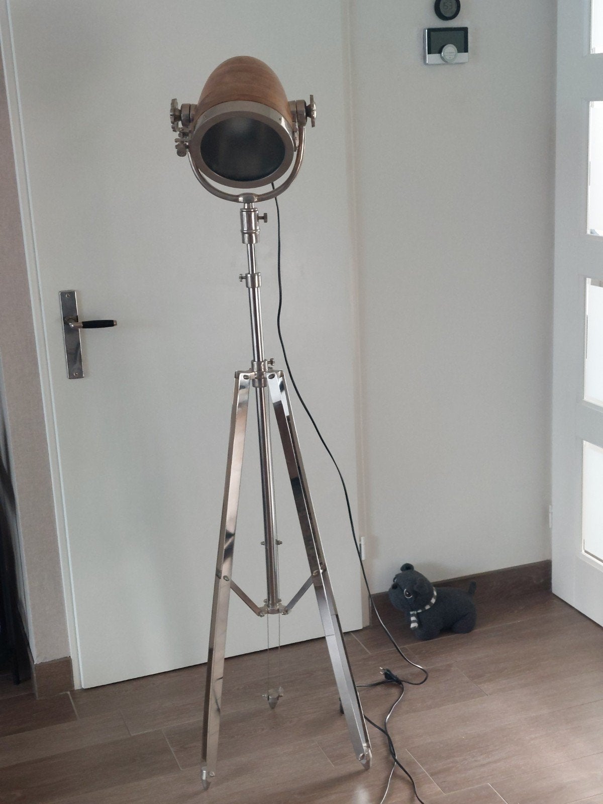 Vintage Studio Lamp op Statief - Hout en Metaal, Ophalen, E27 (groot), Zo goed als nieuw, 150 tot 200 cm