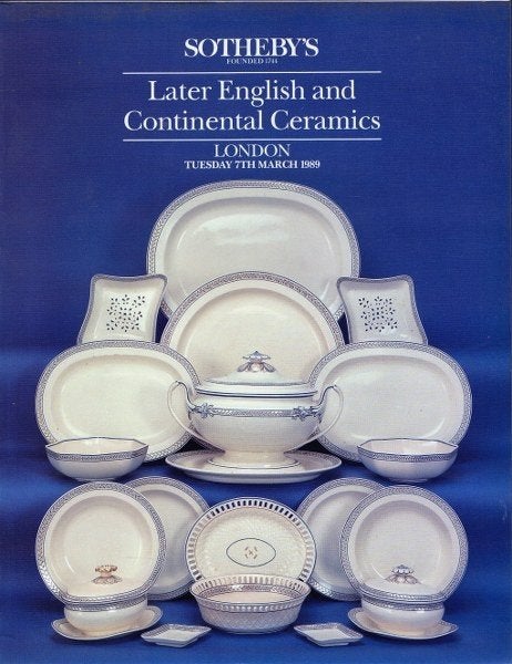 Sotheby - Later English and Continental Ceramics  March 1989, Ophalen, Zo goed als nieuw, Overige onderwerpen