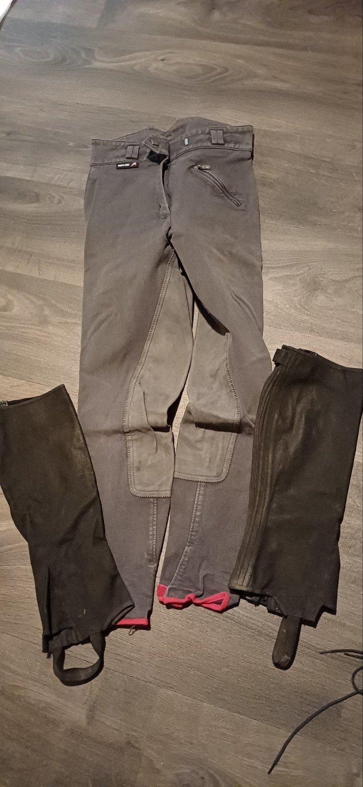 Paardrijbroek, leren schoenen en chaps., Ophalen of Verzenden