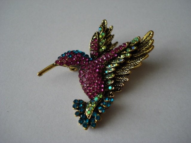 Kolibrie broche, Overige materialen, 4 tot 7 cm, Overige kleuren, Nieuw