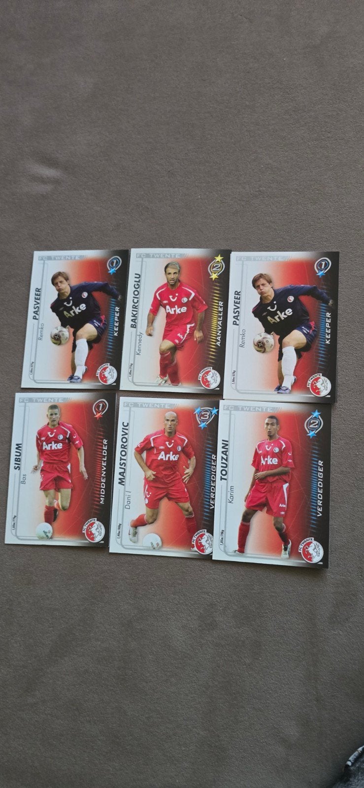 FC Twente Voetbalplaatjes - Zes Spelerskaarten, Ophalen of Verzenden, Gebruikt, F.C. Twente, Spelerskaart