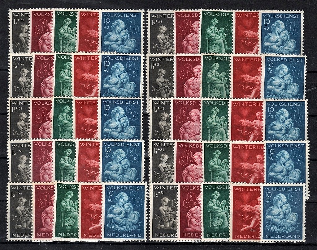 Nvph 423-427 winterhulp 1944 10 maal ongebruikt, Ophalen of Verzenden, Na 1940, Postfris