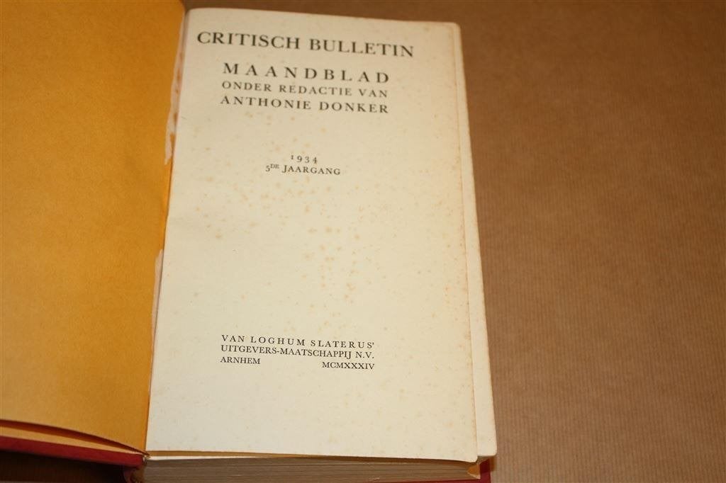 Critisch bulletin. Anthonie Donker. 1834, 5e jrg., Ophalen of Verzenden, Gelezen