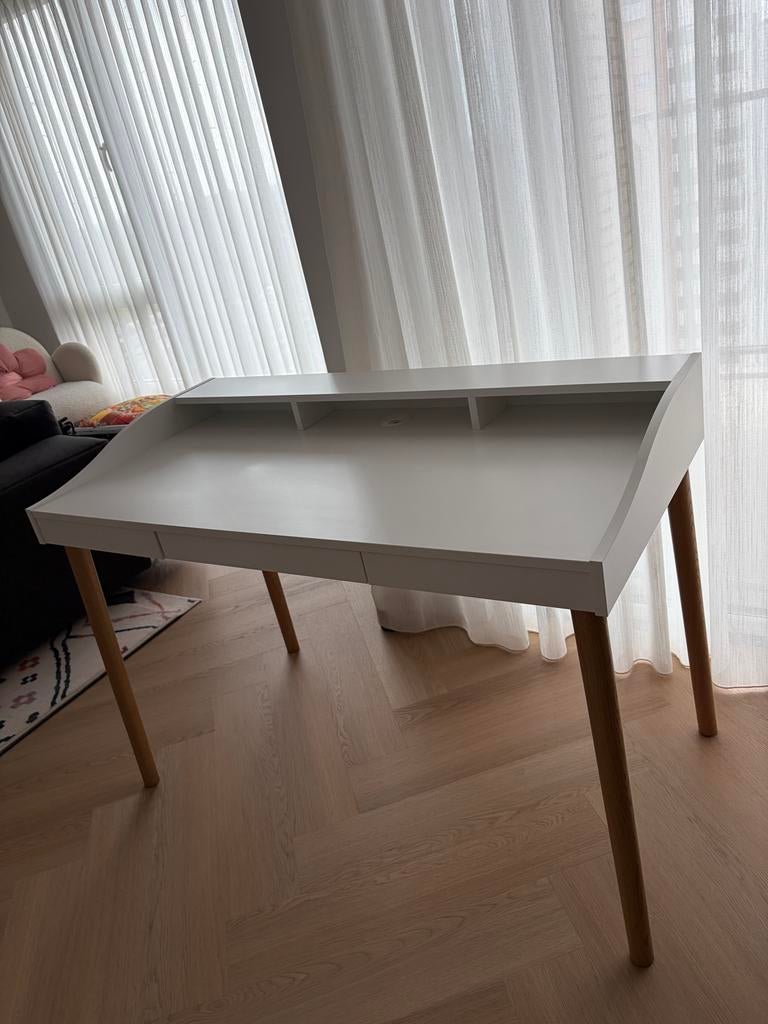 Woodman Lindenhof bureau wit met lade 120x60 cm, Ophalen, Scandinavisch, Zo goed als nieuw, Computerbureau