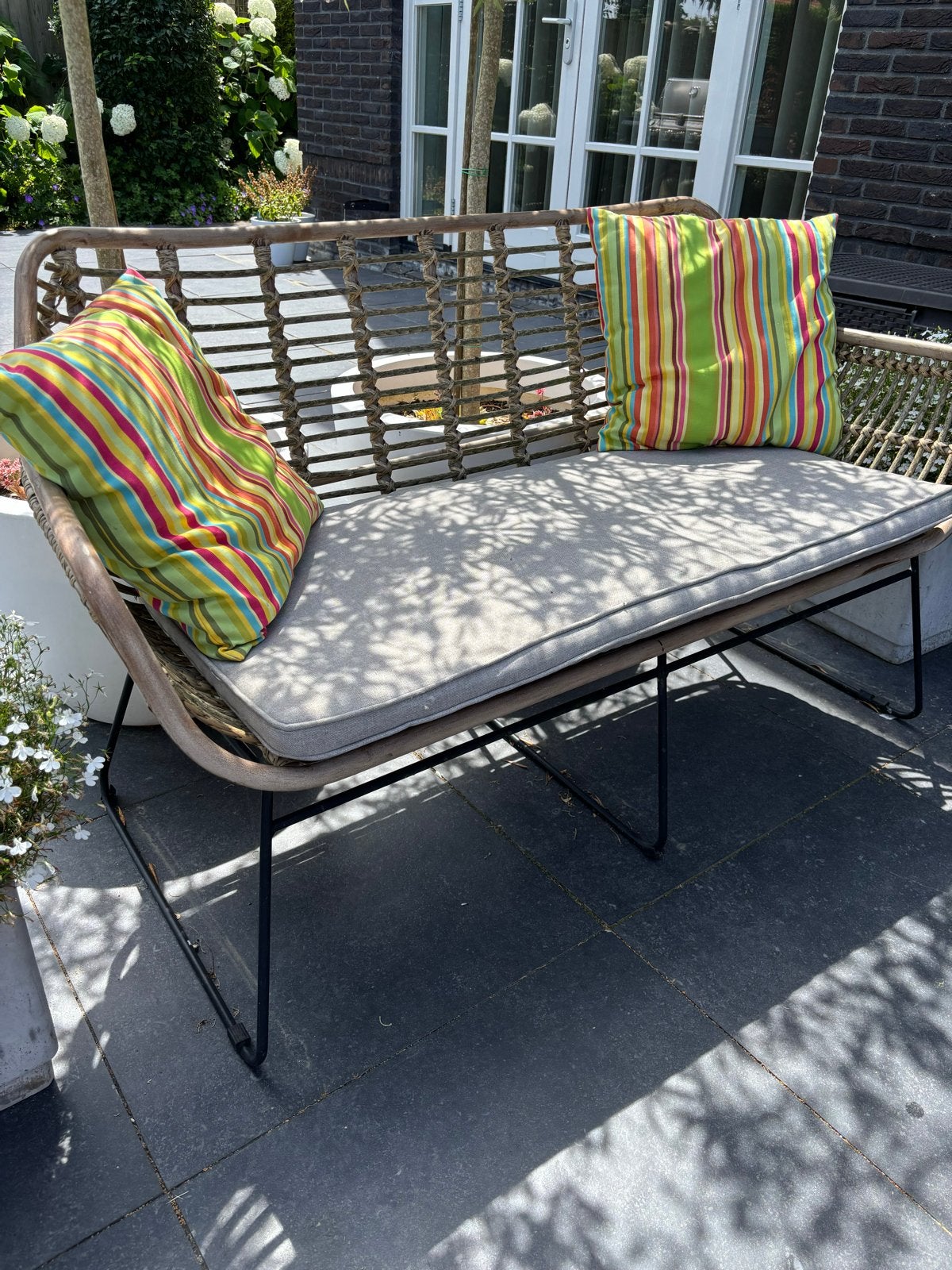 Tuinbank Karwei van natural wicker, Tuin en Terras, Tuinbanken, Ophalen, Zo goed als nieuw, Wicker