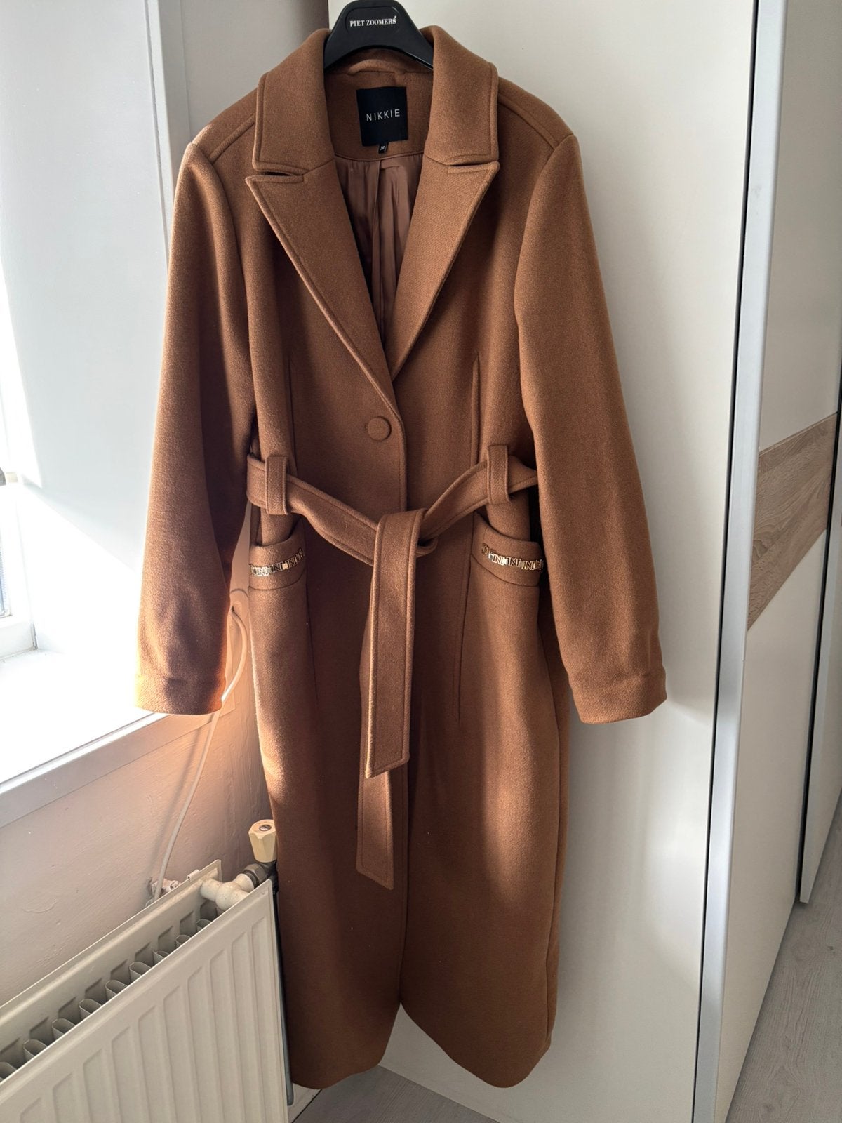 Nikkie mantel, Kleding | Dames, Verzenden, Zo goed als nieuw, Maat 36 (S), Bruin