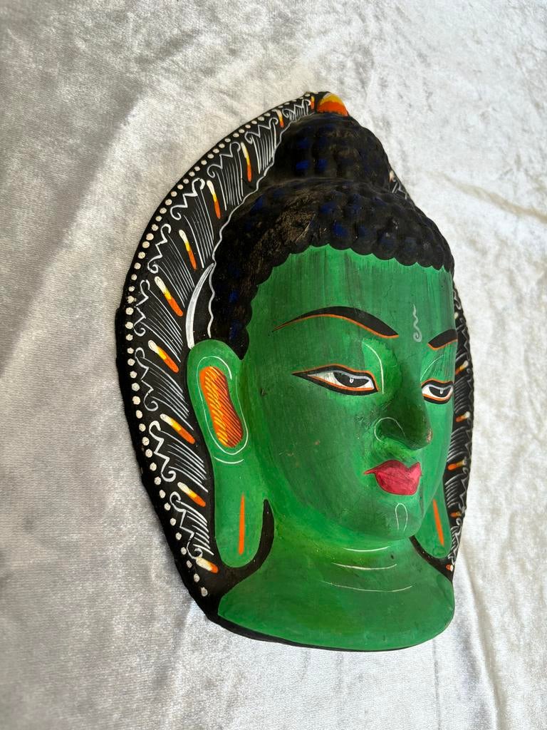 Decoratieve Boeddha Masker gemaakt van papier-maché, Ophalen of Verzenden