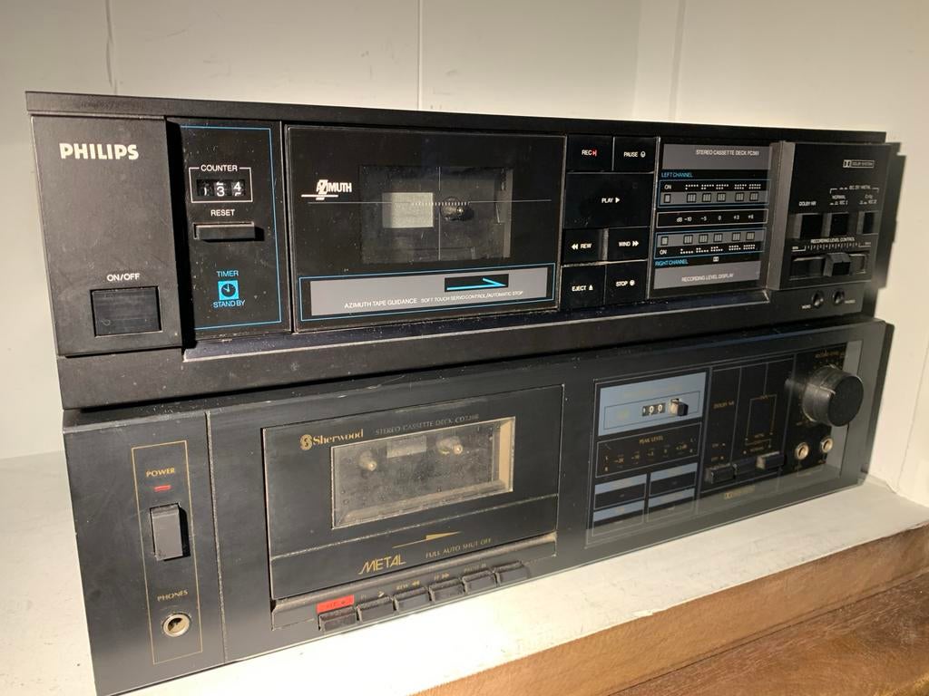 Philips en Sherwood cassettedecks voor de verzamelaar, Audio, Tv en Foto, Cassettedecks, Ophalen of Verzenden, Philips