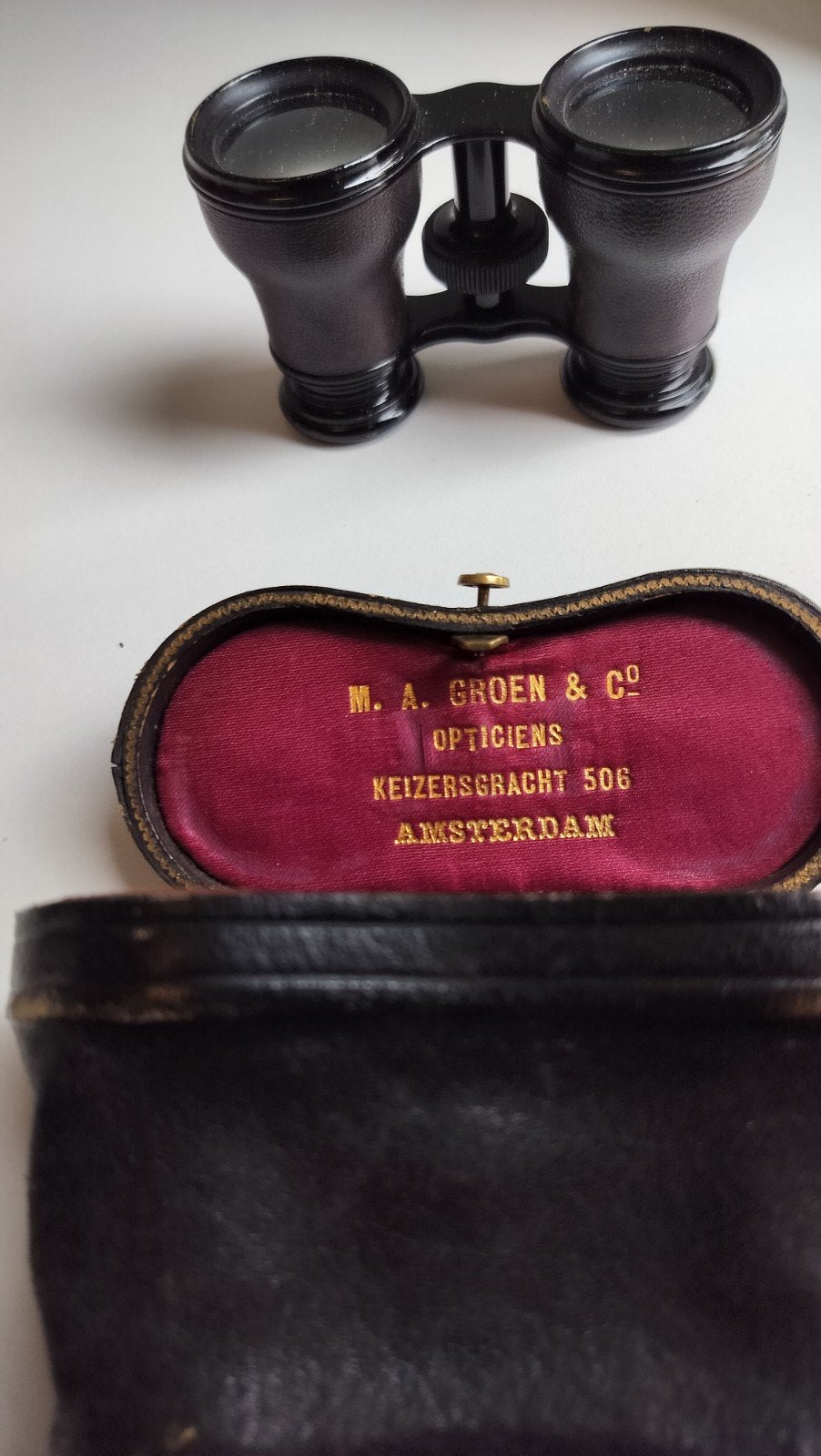 Antieke toneelkijkertje met originele etui - M.A. Groen & Co, Audio, Tv en Foto, Optische apparatuur | Verrekijkers, Gebruikt
