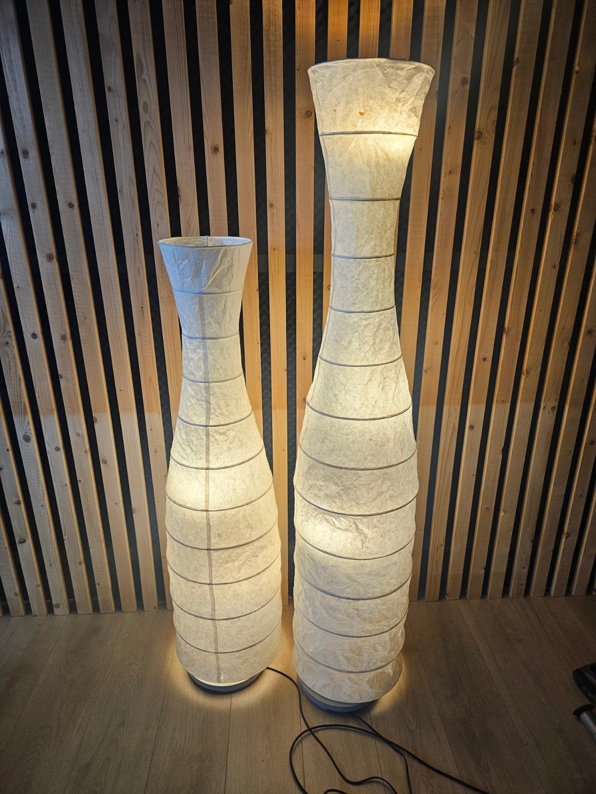 2 Ikea design lampen staand - sfeervolle verlichting, Huis en Inrichting, Ophalen, Gebruikt, Modern, Sfeervol, Textiel