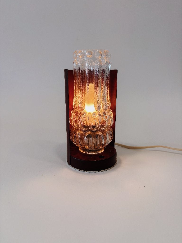 VINTAGE TAFELLAMP MET GLAZEN KAP, Gebruikt, -, -, Ophalen of Verzenden