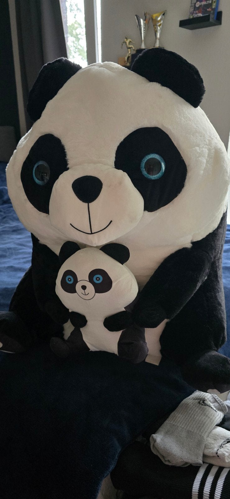 Grote panda knuffel met kleine panda knuffel, Overige typen, Zwart, Ophalen of Verzenden, Zo goed als nieuw