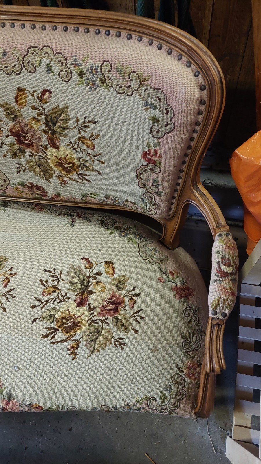 Antiek bankstel + fauteuil Franse stijl, Ophalen