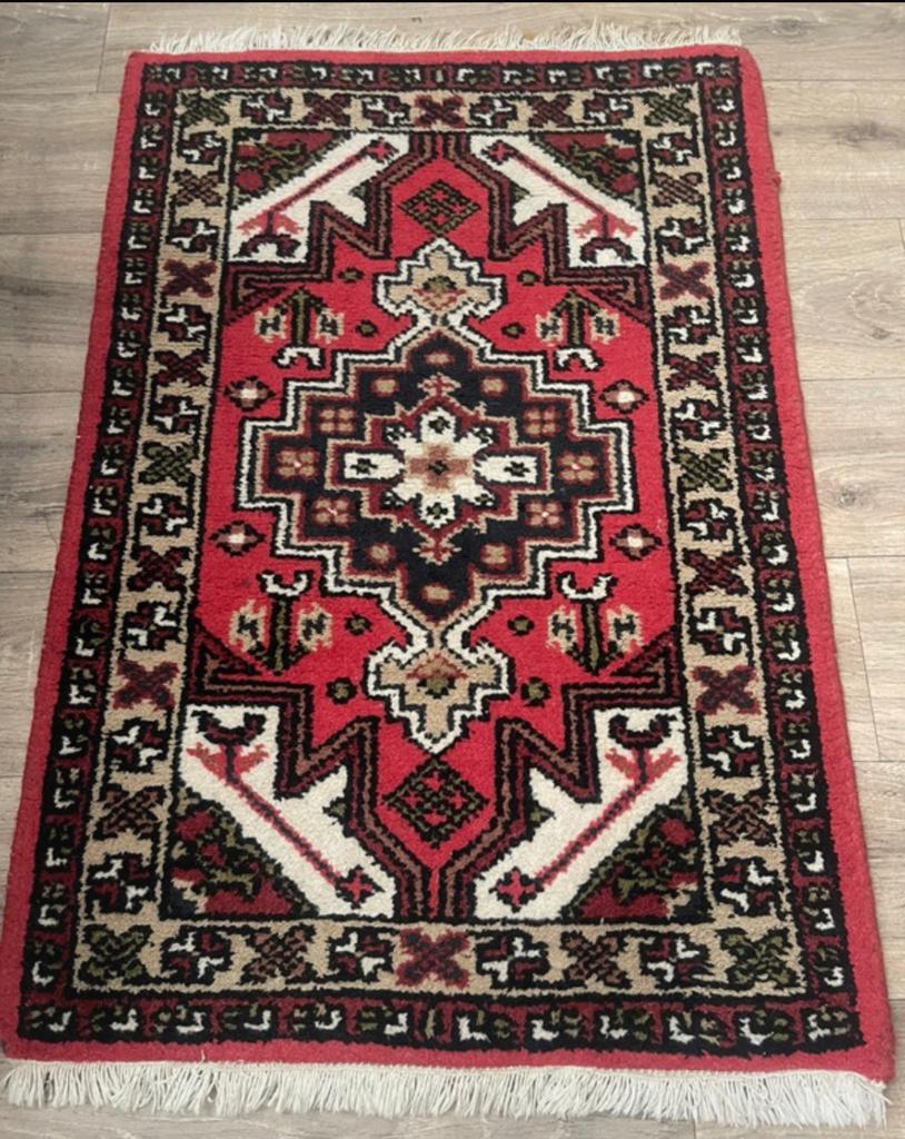 Handgeknoopt loper 62cm x 96cm tapijt Perzië oosterse Oriënt, 50 tot 100 cm, Zo goed als nieuw, Bruin, 50 tot 100 cm