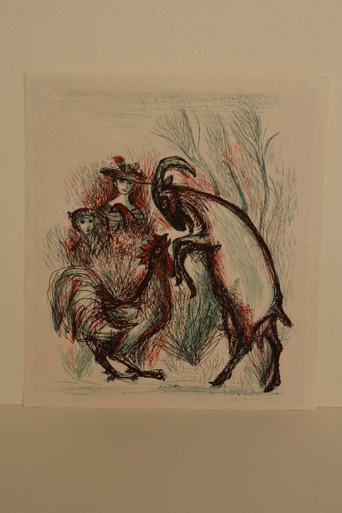KEES ANDREA HAAN EN GEIT Litho 1947 Gesigneerd potlood SP3, Origineel, Ophalen of Verzenden, Lithografie, Dieren en Natuur