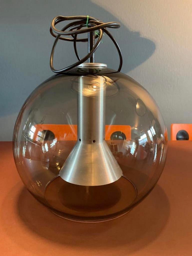 Vintage binnenwerk Frank Ligtelijn Raak A'dam hanglamp.566, Space Age, Ophalen of Verzenden, Zo goed als nieuw, Glas