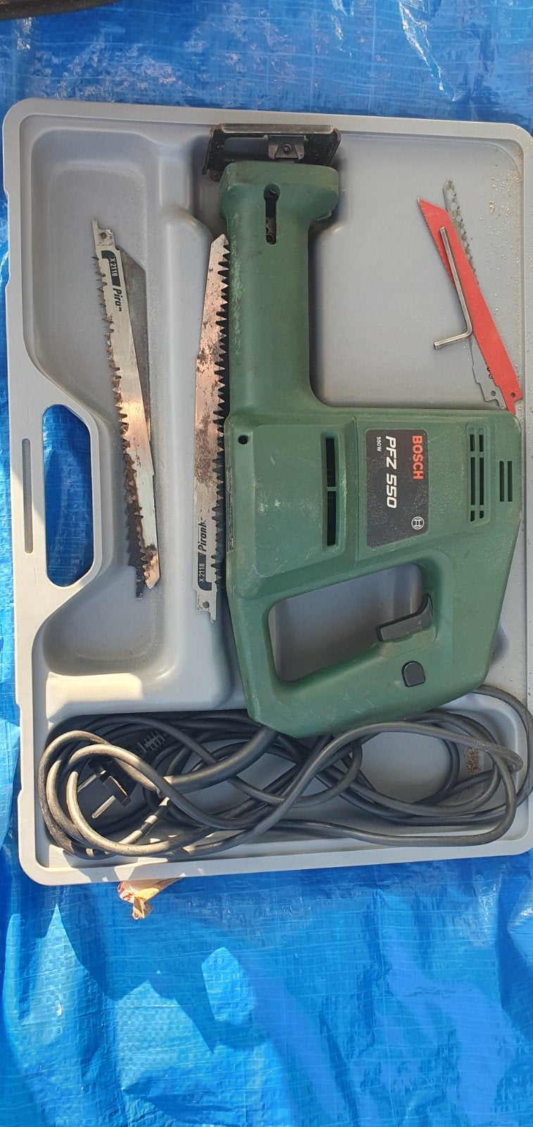 Bosch PFZ 550 Reciprozaag in koffer, Ophalen, Gebruikt, 70 mm of meer, 600 tot 1200 watt