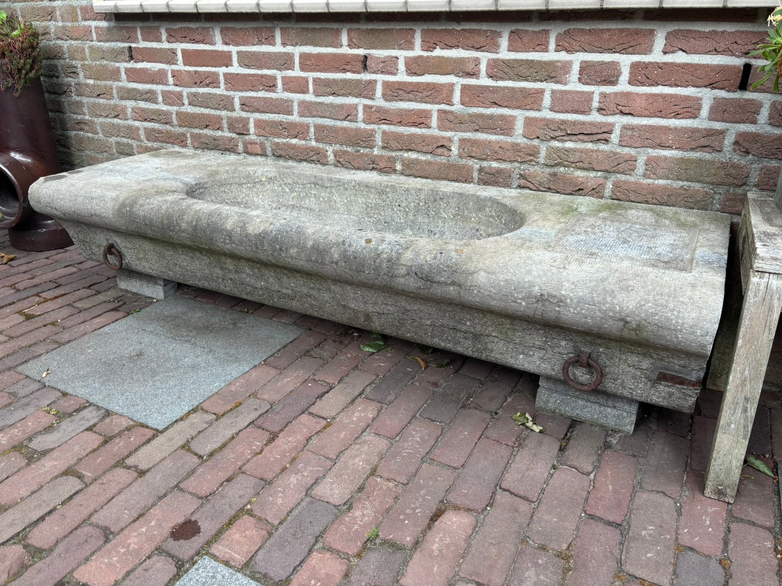 Authentieke oude natuurstenen trog/drinkbak, Ophalen, Overige materialen, Gebruikt, Minder dan 30 cm
