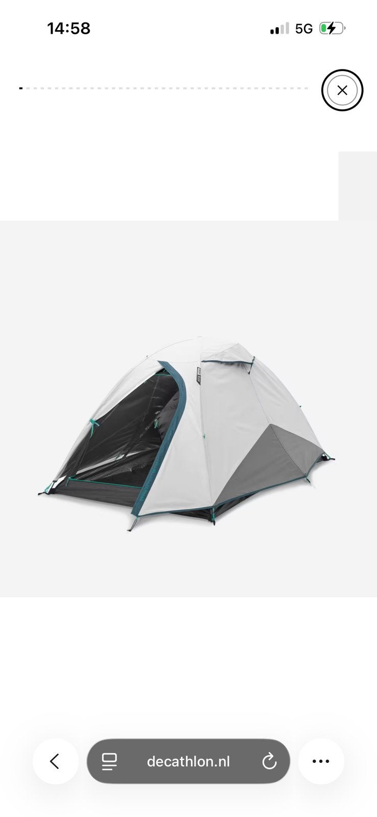 Decathlon quechua 2 person tent freshblack, Ophalen of Verzenden, Zo goed als nieuw
