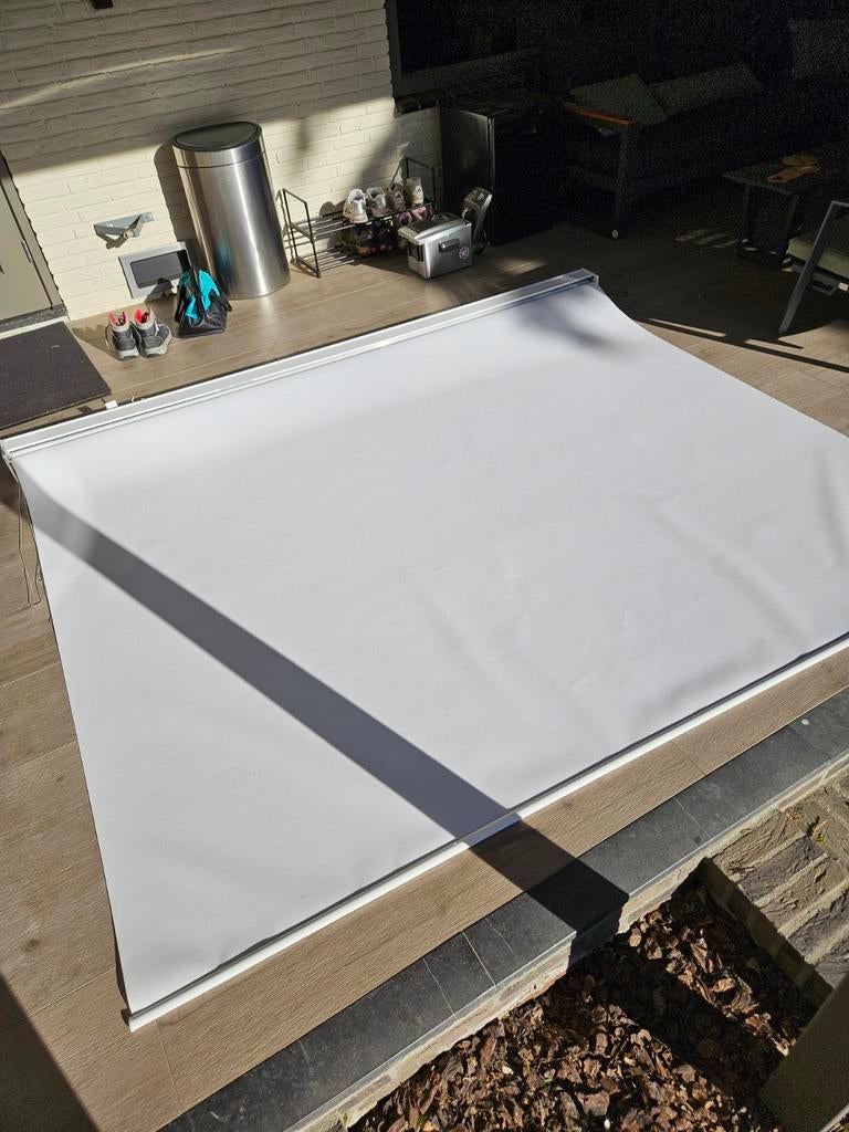 Groot rolgordijn met kast, 260 cm breed, 216 cm hoog, Huis en Inrichting, Ophalen, Gebruikt, 200 cm of meer, Wit