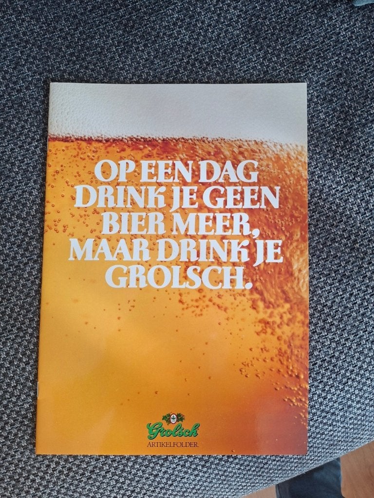 Grolsch bier artikelbrochure 1989, Ophalen of Verzenden, Zo goed als nieuw, Overige typen, Grolsch