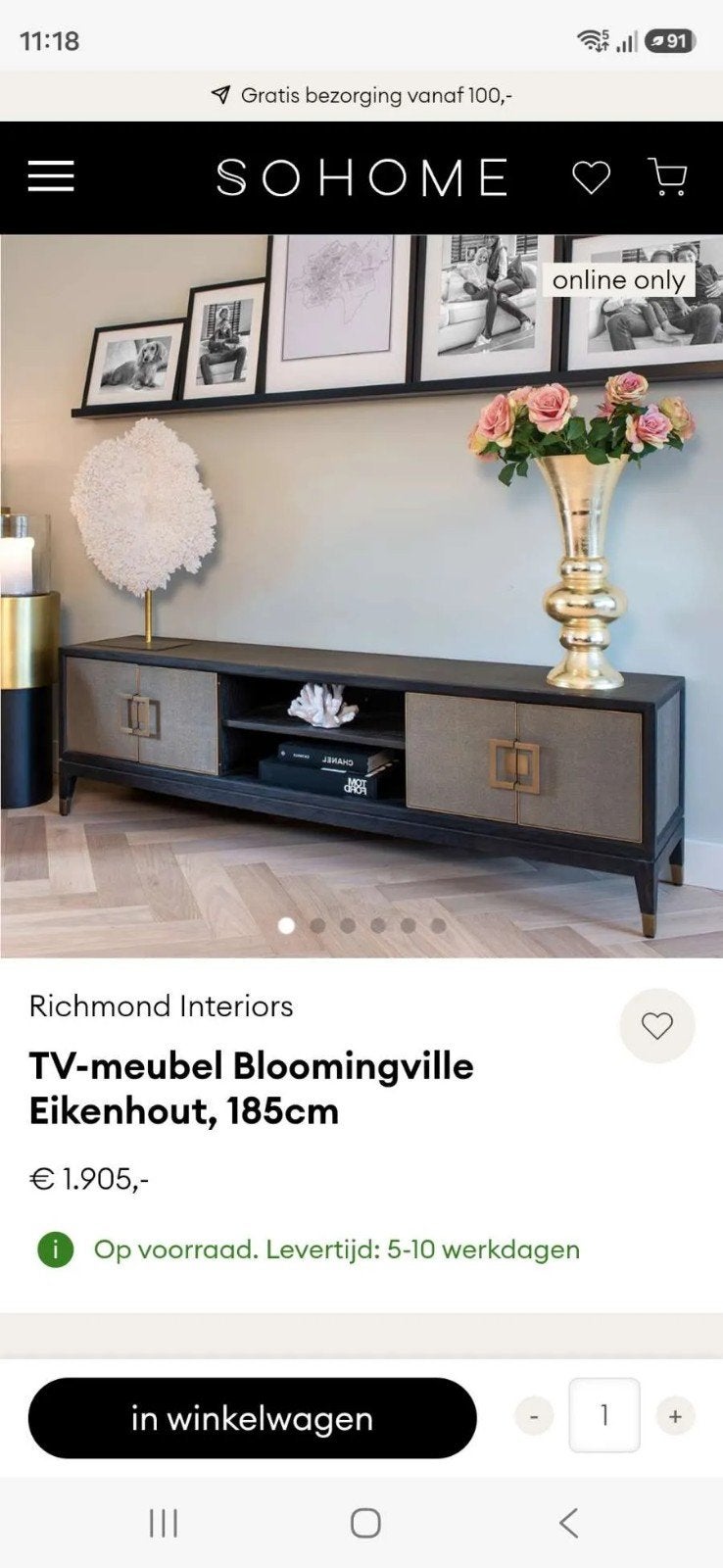 Dressoir Richmond Bloomingville, Ophalen, Overige materialen, 150 tot 200 cm, Zo goed als nieuw