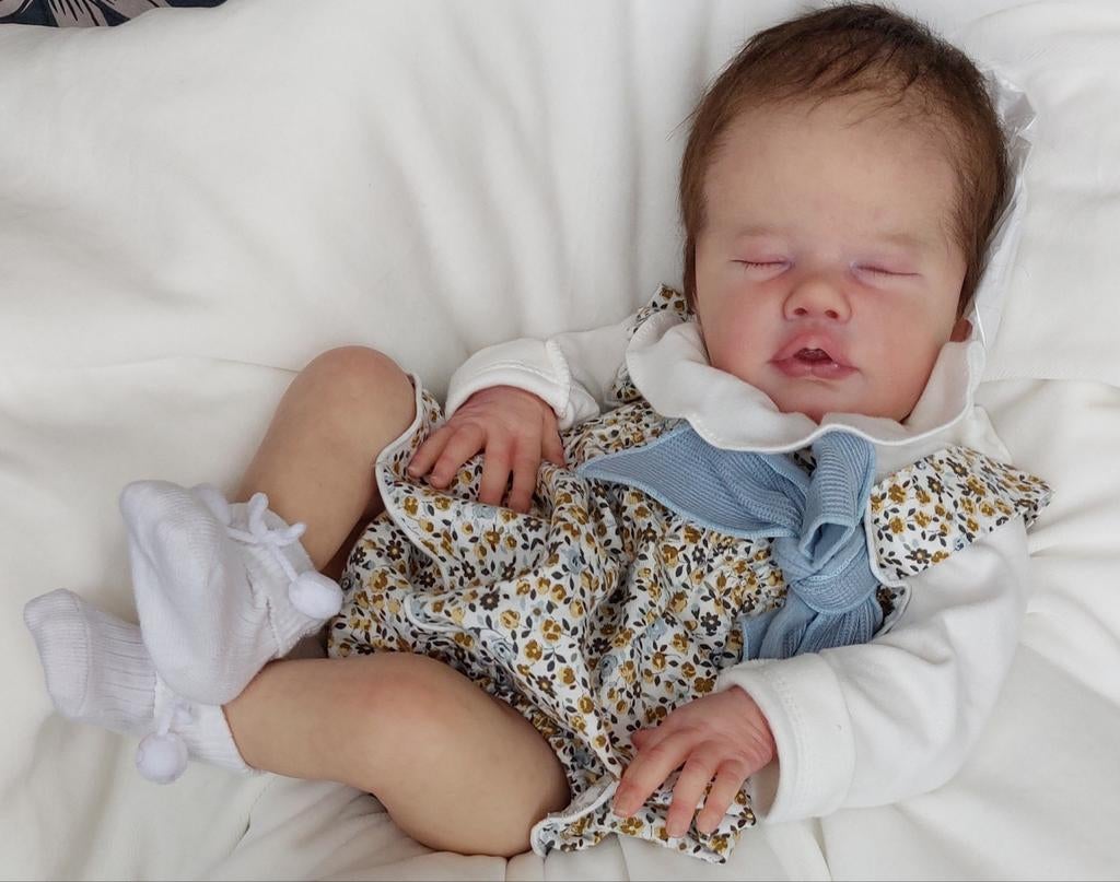 Prachtige reborn baby Kelly Dudley, Verzamelen, Ophalen of Verzenden, Zo goed als nieuw, Babypop