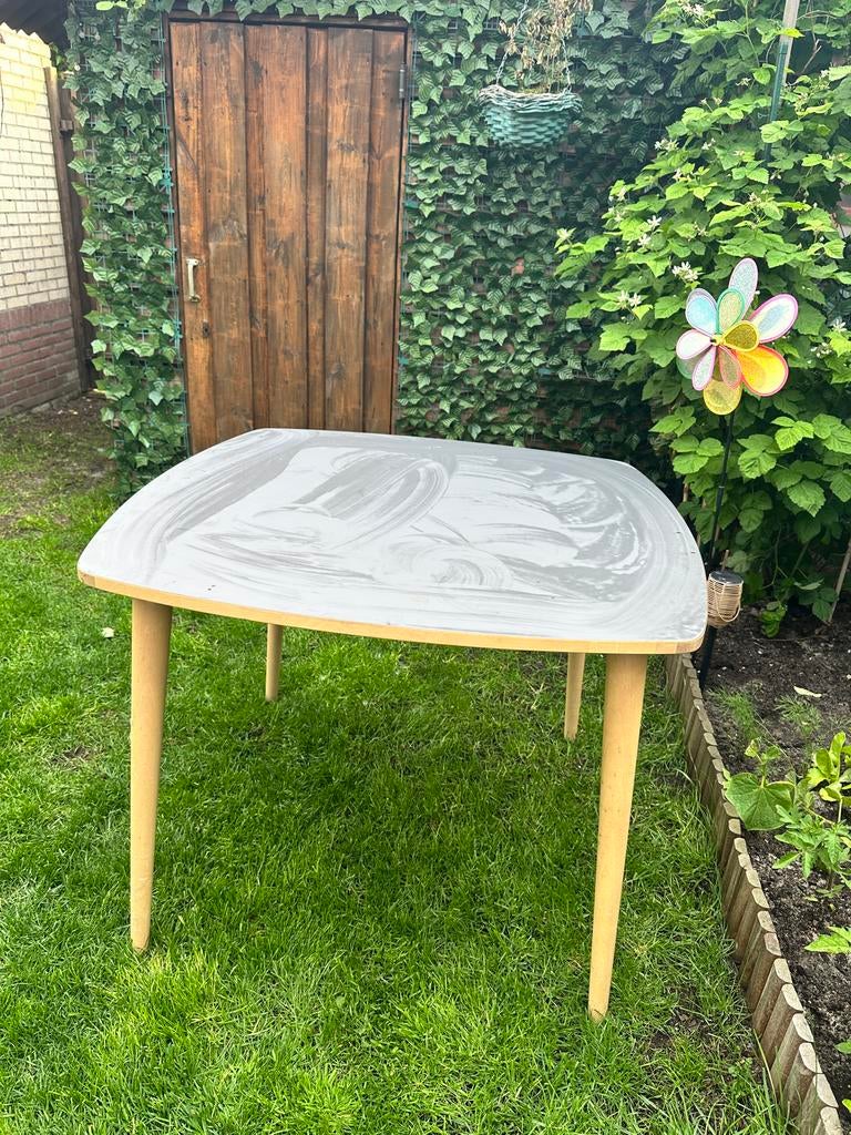 IKEA OMTÄNKSAM tafel - Grijs/Hout, Huis en Inrichting, Tafels | Eettafels, Ophalen, Gebruikt, 100 tot 150 cm, Tot twee personen