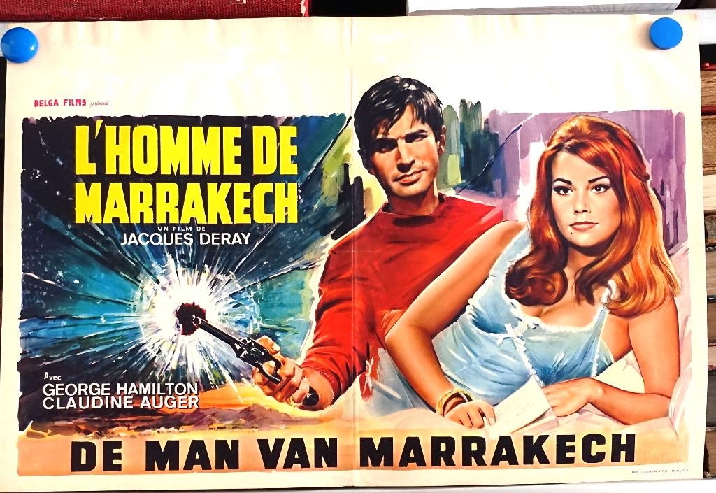 Filmposter L'homme de Marrakech / De man van Marrakech, Gebruikt, Rechthoekig Liggend, Ophalen of Verzenden, A1 t/m A3