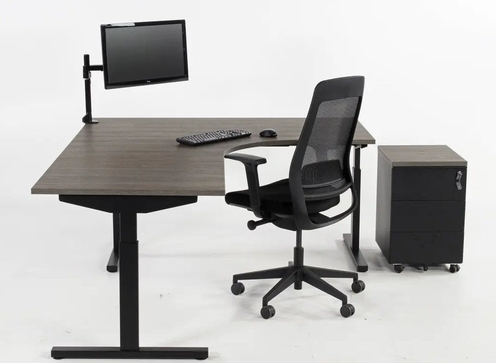 In hoogte verstelbaar hoekbureau, Ophalen of Verzenden, In hoogte verstelbaar, Gebruikt, Hoekbureau