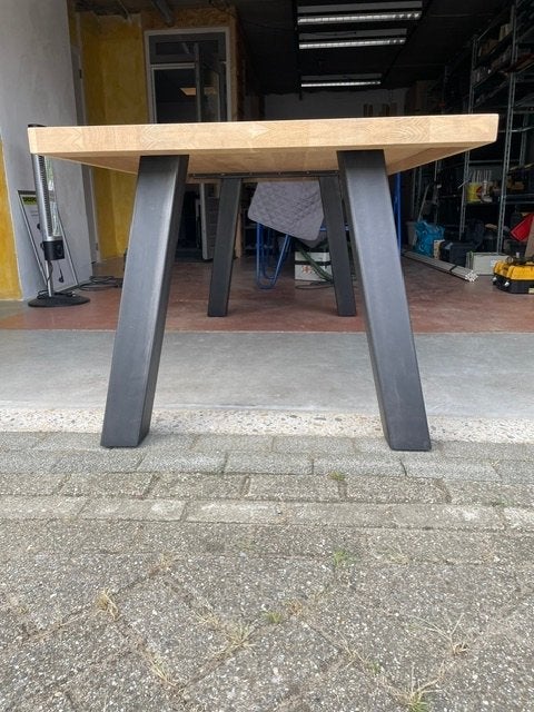 Eettafel massief super rustiek eiken 100x180 cm, Ophalen, 100 tot 150 cm, Eikenhout, Zo goed als nieuw
