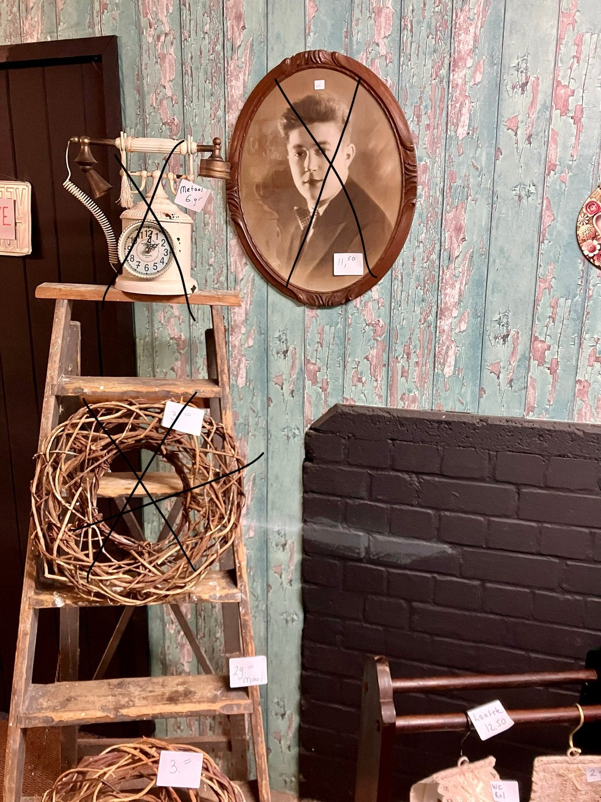 Leuke partij Emaille brocante woondecoratie wandkoffiemolen, Ophalen