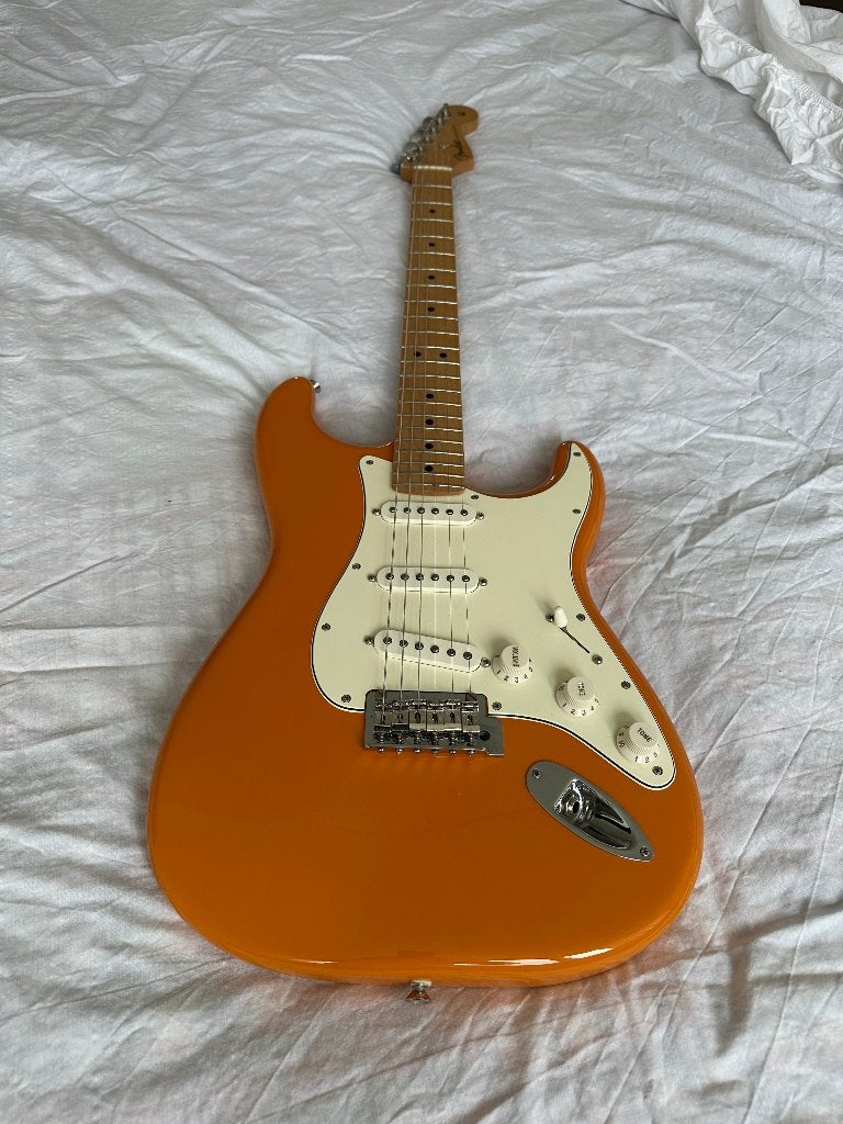 Fender Player Stratocaster MN Capri,, Ophalen, Zo goed als nieuw, Solid body, Fender