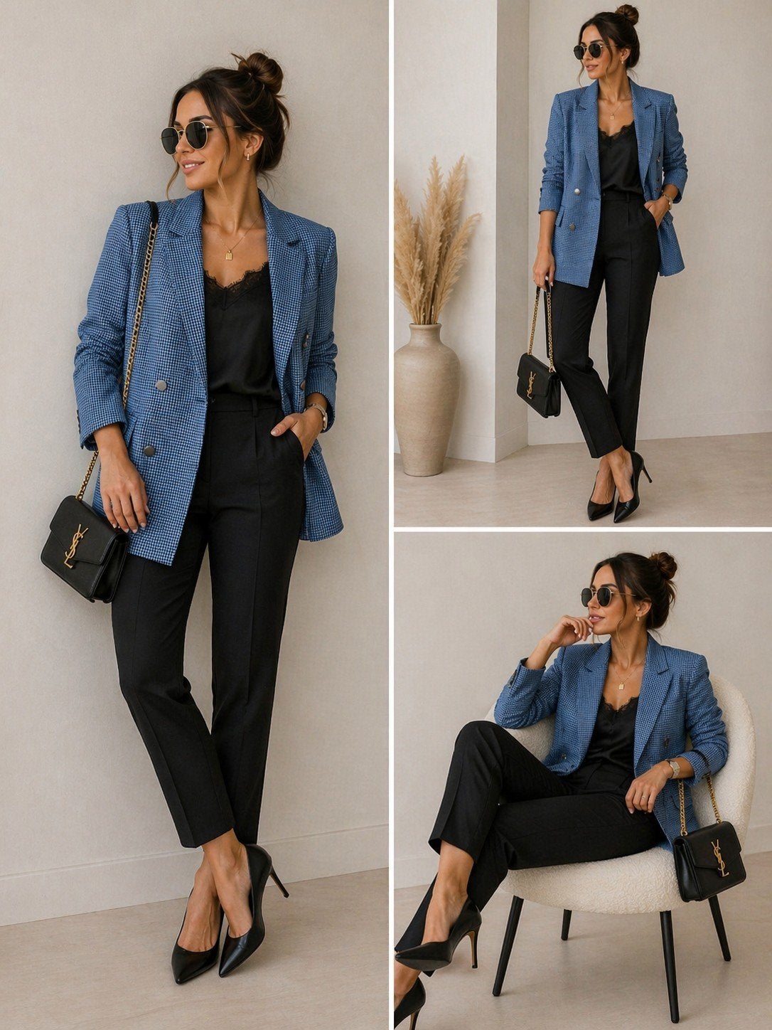 Blauwe Stradivarius geruite blazer maat xs, Blauw, Onbekend, Ophalen of Verzenden, Zo goed als nieuw