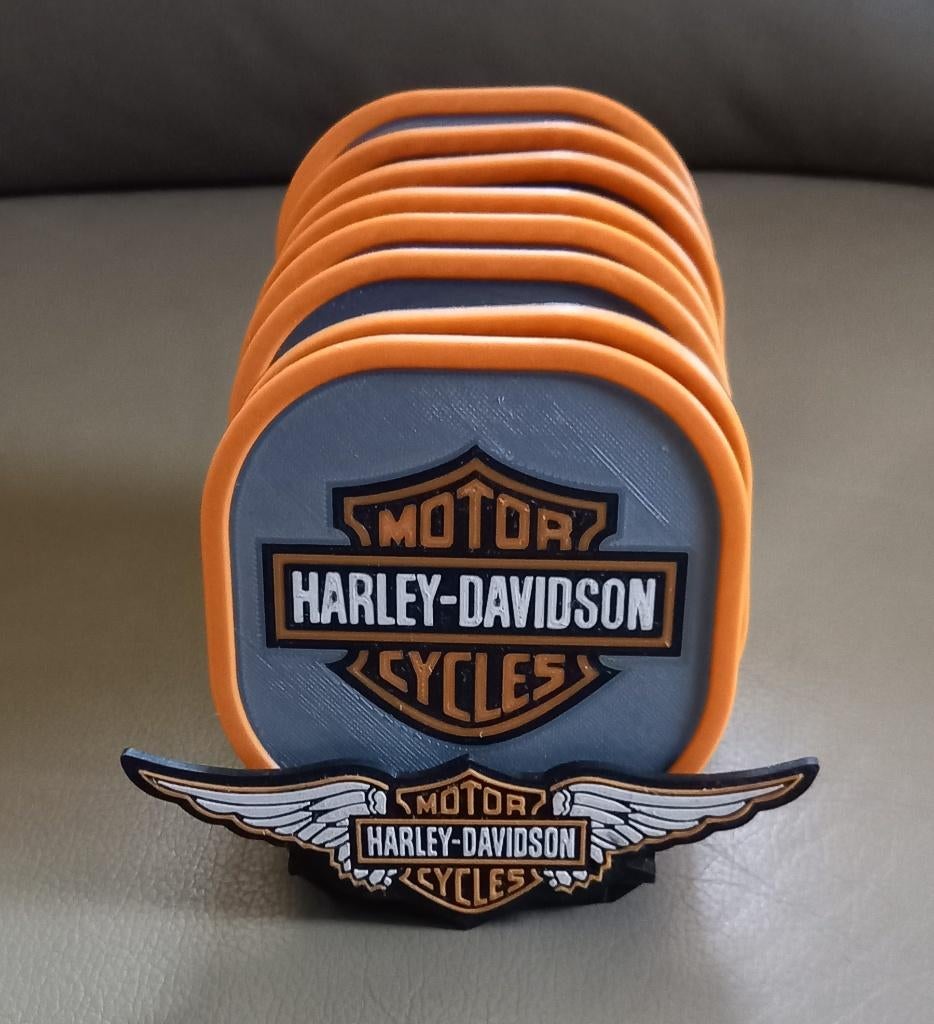 Harley-Davidson  8 x onderzetters met houder, Verzenden