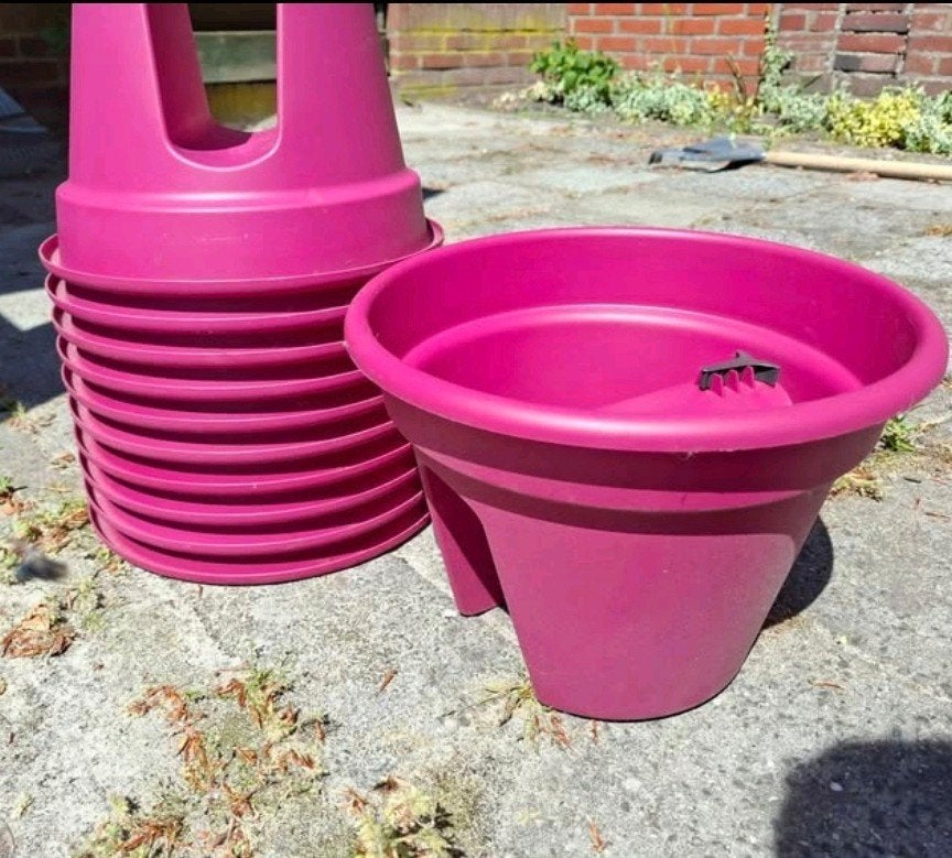 roze balkon bloembakken, Tuin en Terras, Ophalen, Kunststof, Gebruikt, Minder dan 30 cm