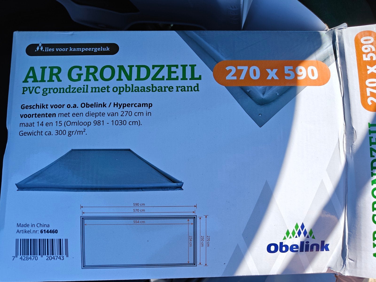 Obelink opblaasbaar PVC grondzeil 270x590cm, Ophalen of Verzenden, Gebruikt