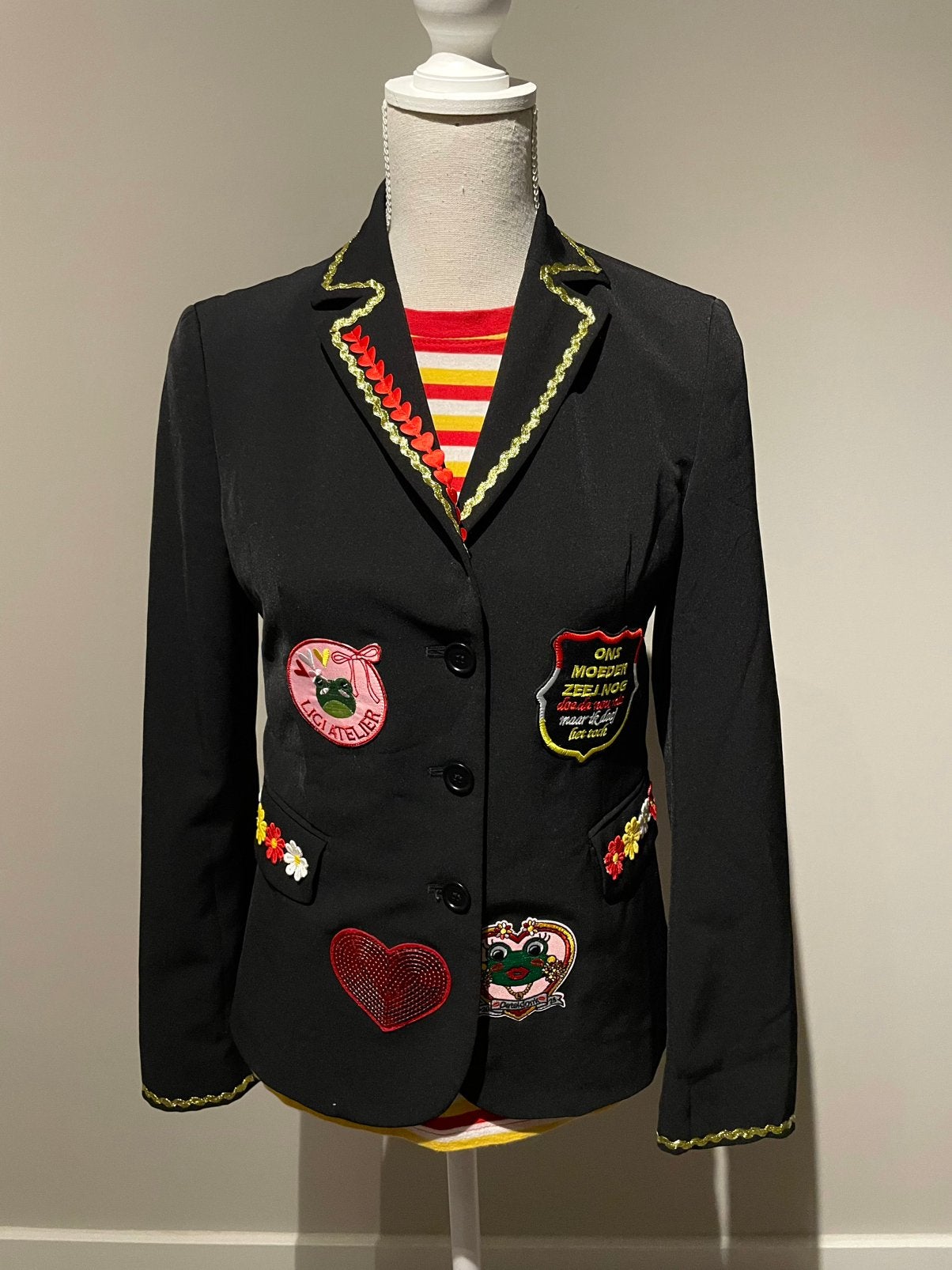 Oeteldonk jasje dames maat 34/36 zwart, Carnaval, Ophalen of Verzenden, Zo goed als nieuw, Kleding