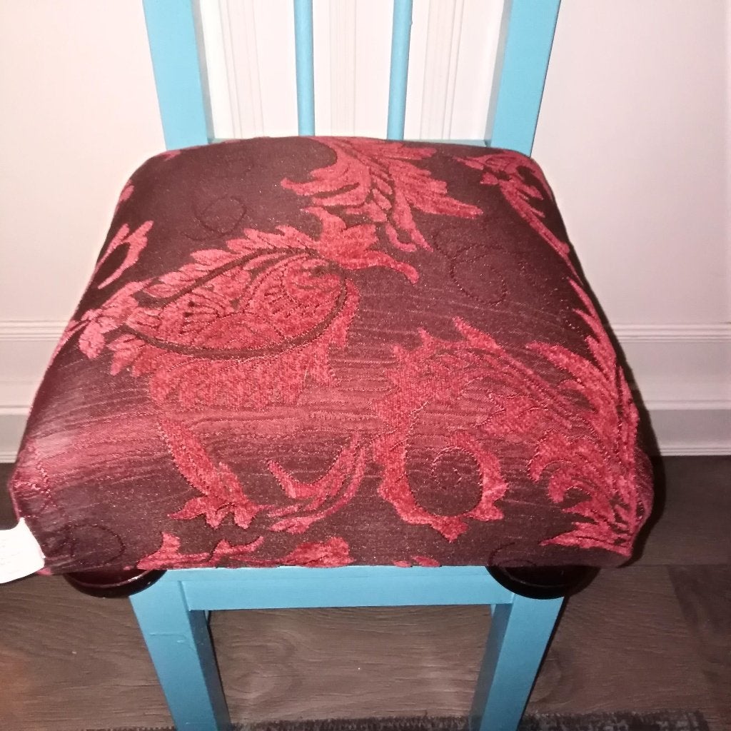 Voetenbankje barok fluweel rood, Ophalen, Hout, Minder dan 50 cm, Gebruikt