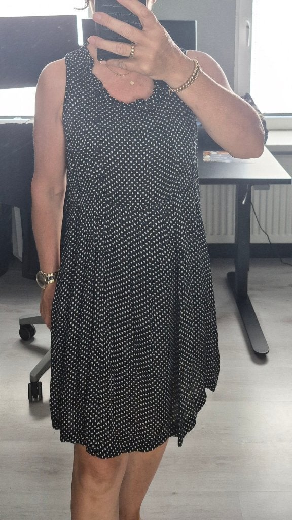 Super leuk jurkje van Maison Scotch, maat 1 = S, Zwart, Zo goed als nieuw, Knielengte, Maat 36 (S)