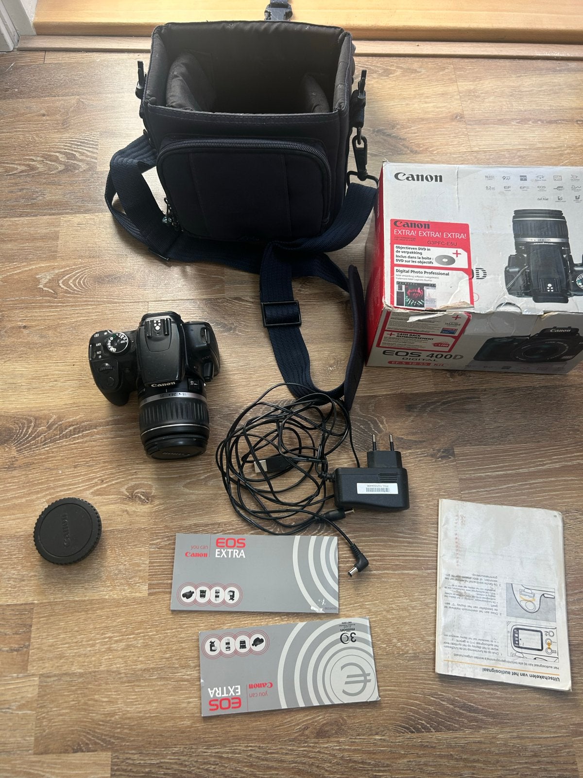 Canon EOS 500N spiegelreflexcamera met 2 lenzen en tas, Gebruikt, Spiegelreflex, Canon, Ophalen of Verzenden