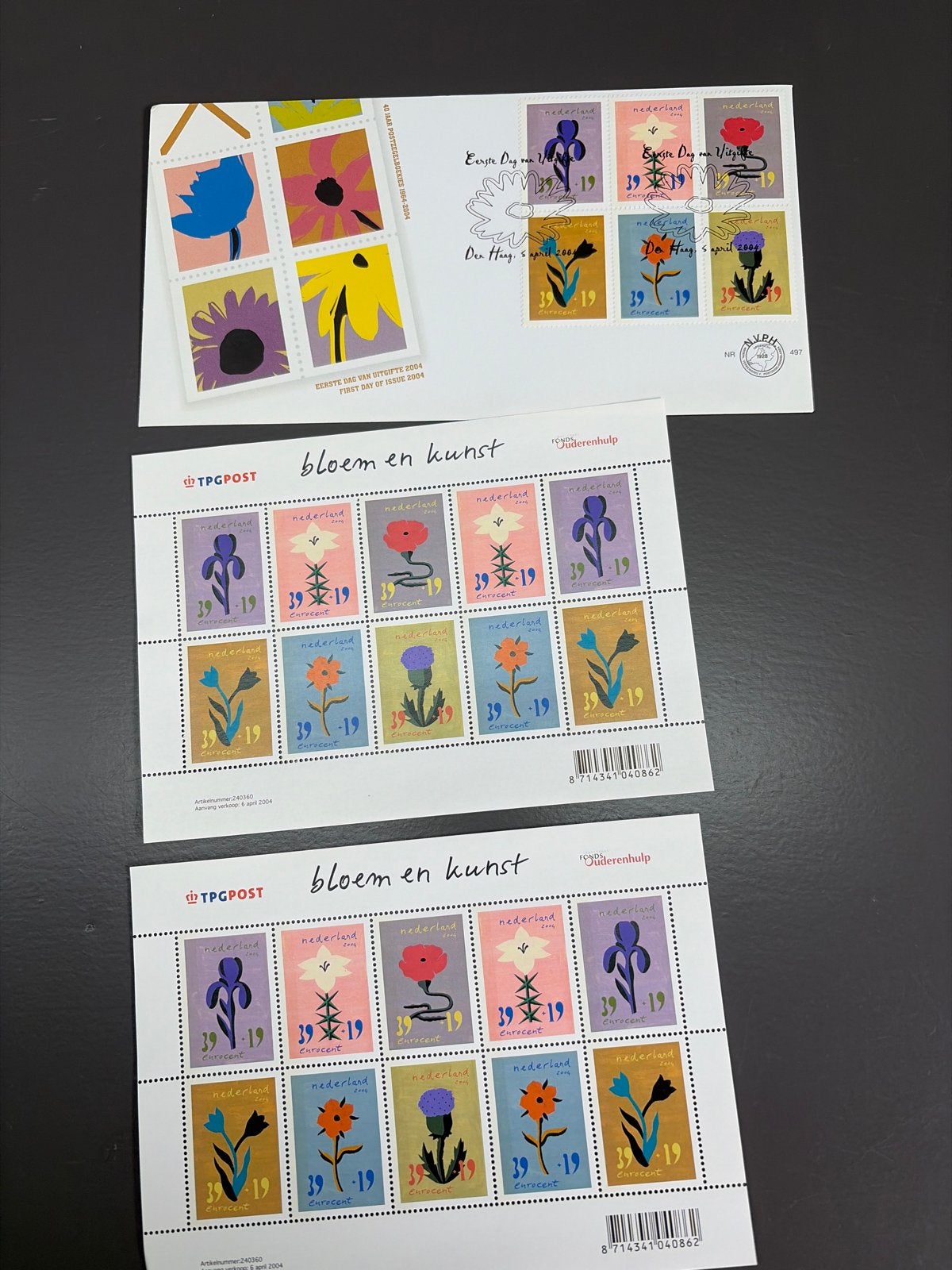 TPGPOST Bloem en Kunst Postzegels - Eerste Dag Uitgifte, Postzegels en Munten, Ophalen of Verzenden, Na 1940, Postfris